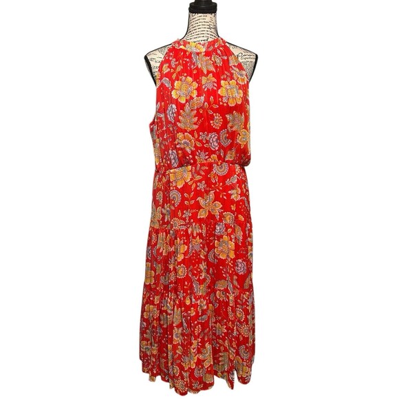 NANETTE LAPORE Yin Shadow Saffron Sun Floral Halter Maxi Dress Sz 16 City Vibes - Picture 6 of 11